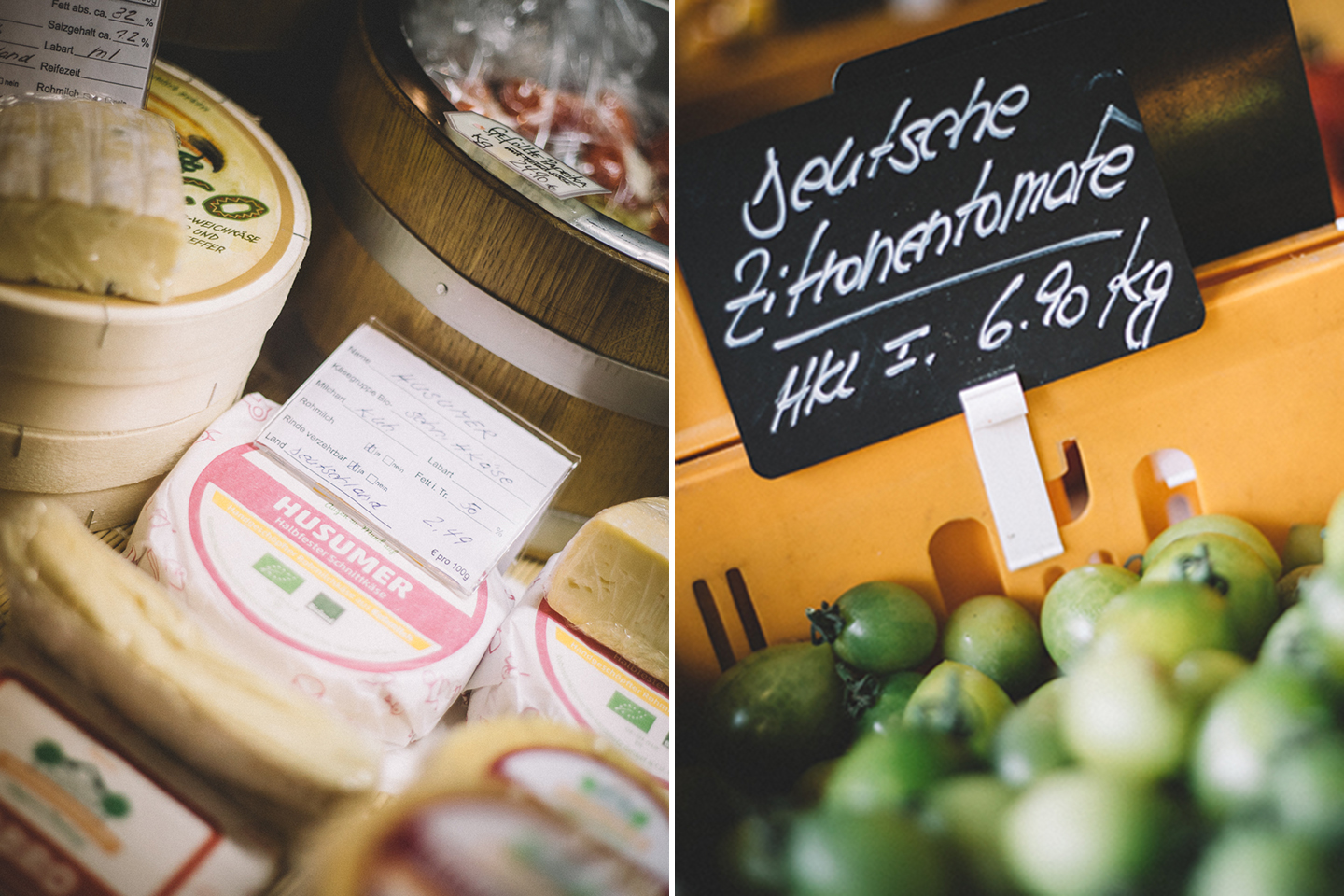 Im Landladen Kraut und Rüben bei Sankt Peter Ording gibt es viele regionale Käsesorten und eine gigantische Auswahl an Tomaten